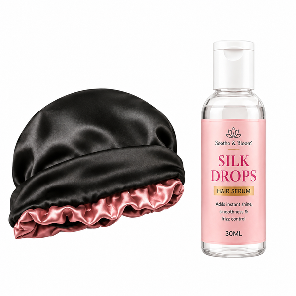 Satin  Lined Swirl Cap and Silk Drops Bundle